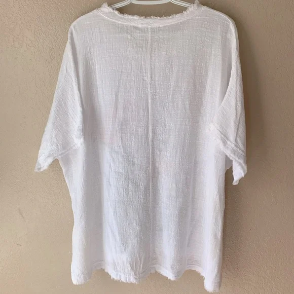 Jess & Jane 100% Cotton Gauze V-Neck Floral Print Cottagecore Tunic Size 1X - Picture 2 of 4